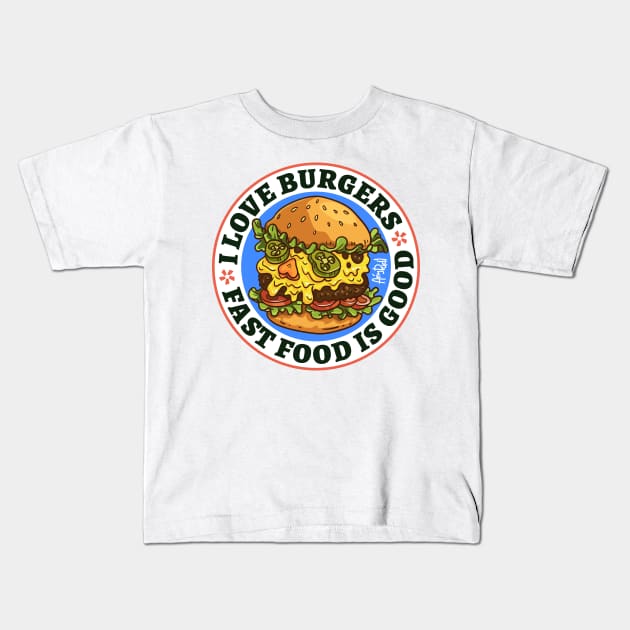 I love Burgers Kids T-Shirt by Anydudl